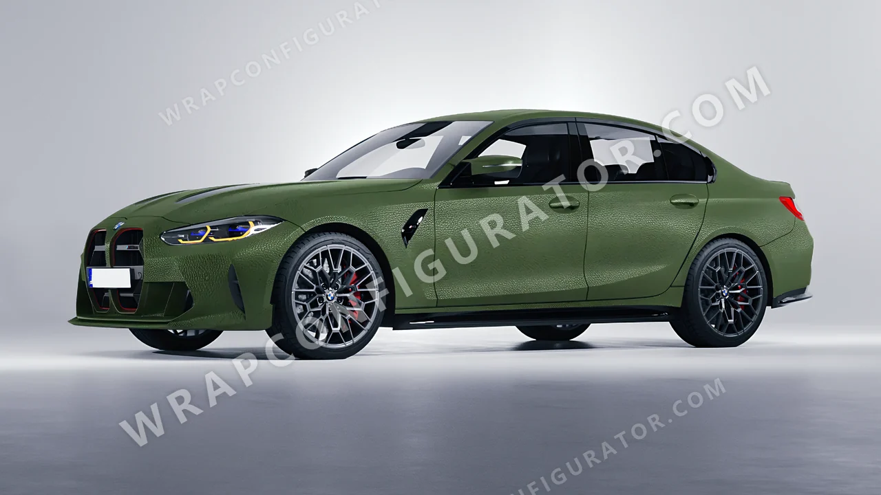 Green BMW M3 CS 2023 wrapped in Avery Dennison Rugged Marsh Green SW900-738-X