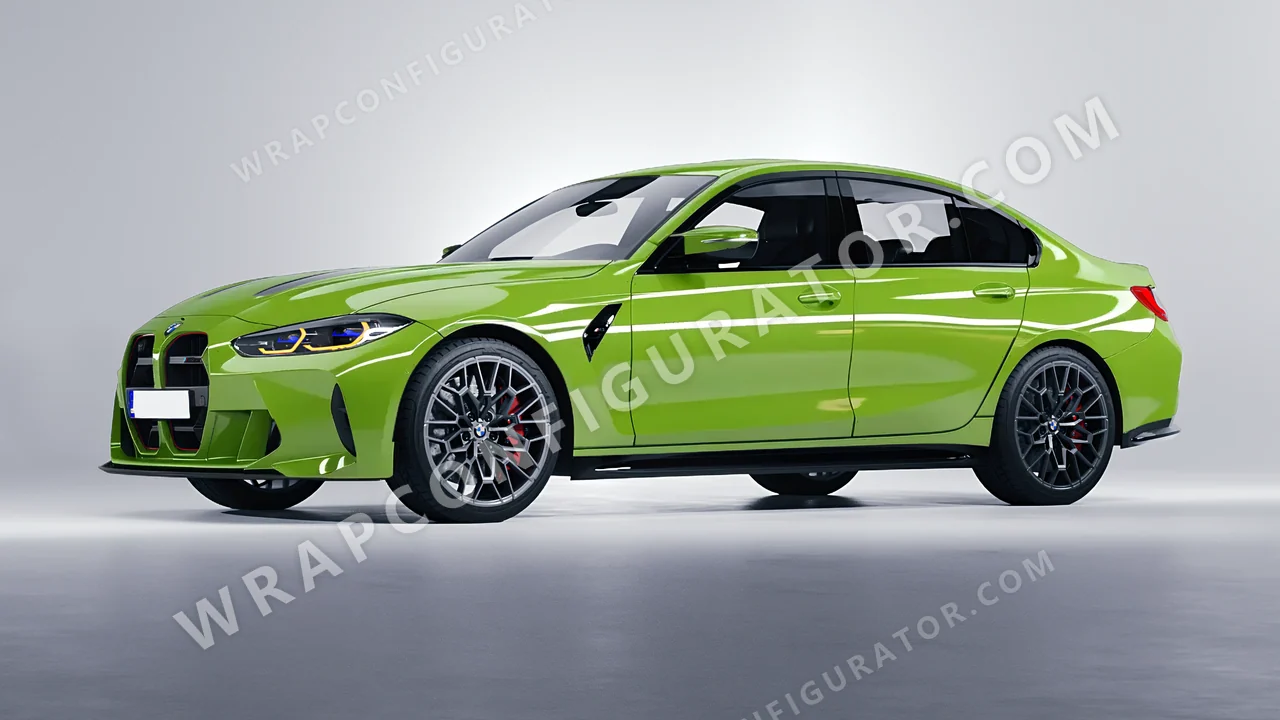 Green BMW M3 CS 2023 wrapped in Avery Dennison Tropical Vacation Green SW900-701-O