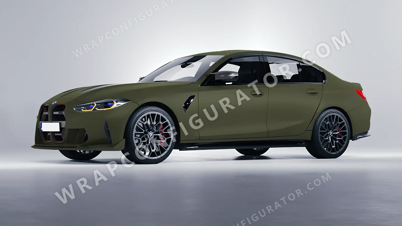 Green BMW M3 CS 2023 wrapped in Colourshield PPF by HyperPro Army Green SMF04-P