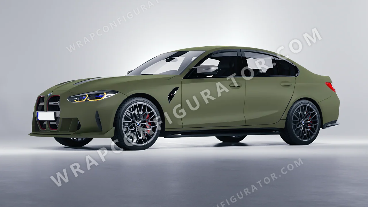 Green BMW M3 CS 2023 wrapped in Inozetek Dynamic PPF Army Green DPPF810