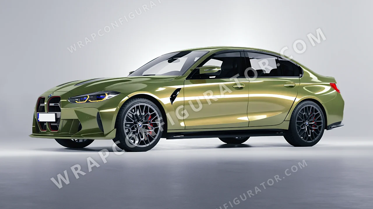 Green BMW M3 CS 2023 wrapped in Inozetek Dynamic PPF Golden Green DPPF929