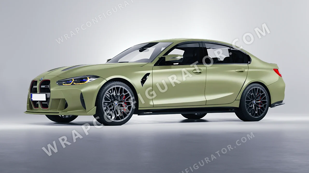 Green BMW M3 CS 2023 wrapped in Inozetek Dynamic PPF Khaki Green DPPF812