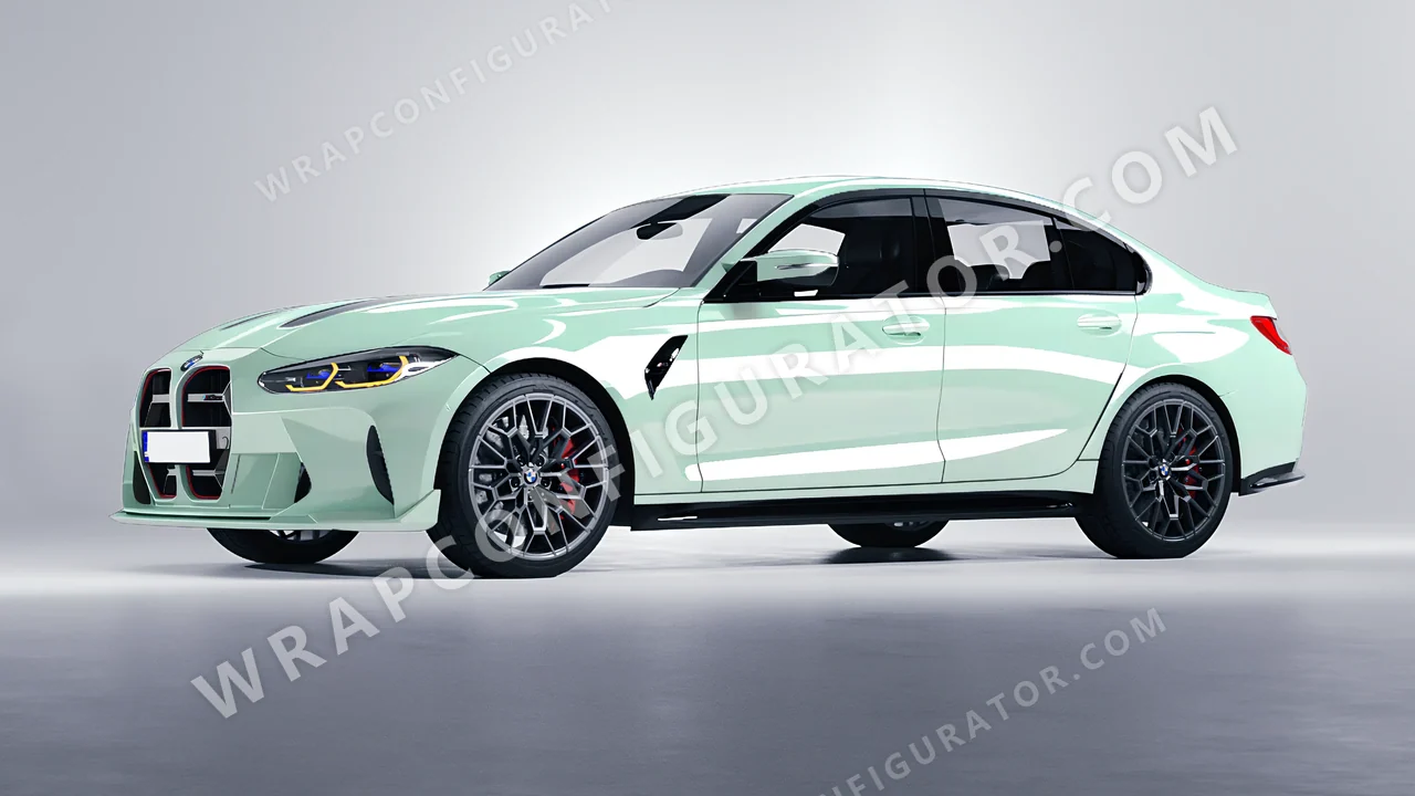 Green BMW M3 CS 2023 wrapped in Inozetek Dynamic PPF Light Mint DPPF934