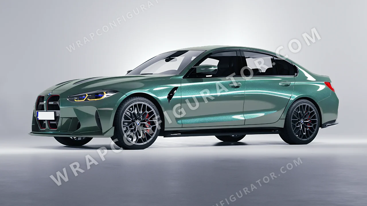 Green BMW M3 CS 2023 wrapped in Inozetek Dynamic PPF Sage Green DPPF710