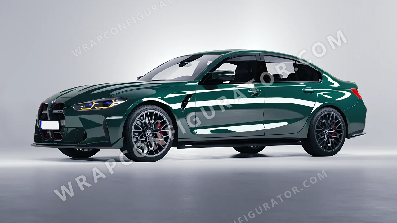 Green BMW M3 CS 2023 wrapped in Inozetek Dynamic PPF Shadow Green DPPF706
