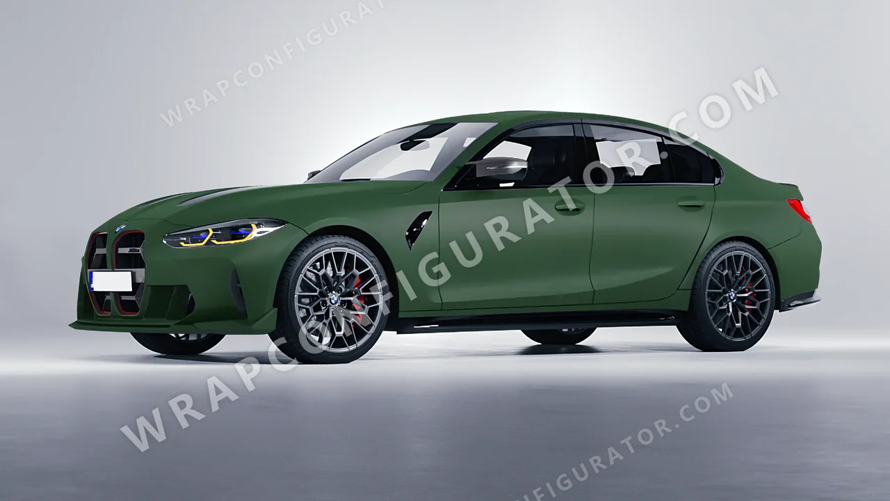 Green BMW M3 CS 2023 wrapped in KPMF Absolute Matt Forest Green K75806