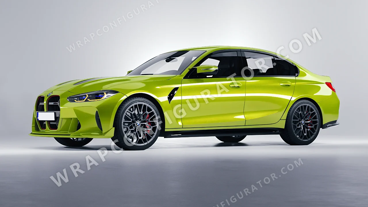 Green BMW M3 CS 2023 wrapped in KPMF Dynamic Lime K75454