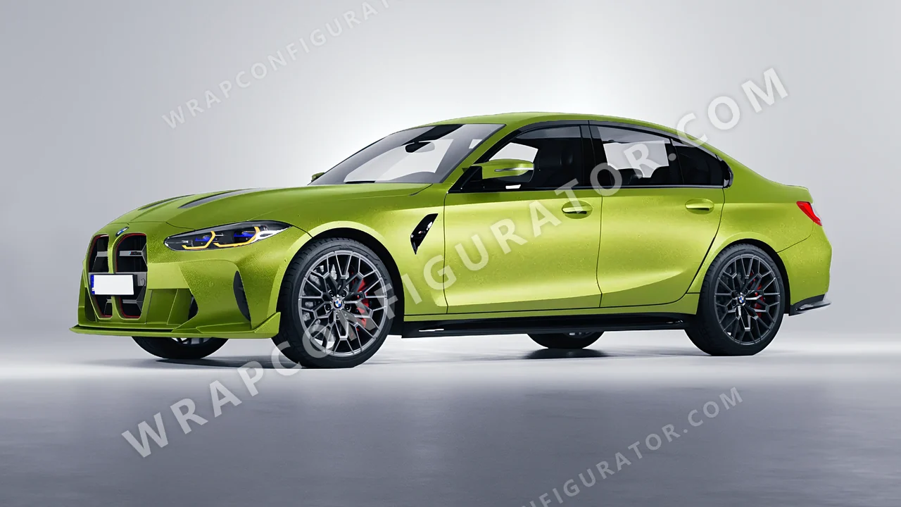 Green BMW M3 CS 2023 wrapped in KPMF Matt Dynamic Lime K75503