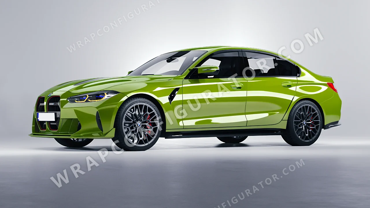 Green BMW M3 CS 2023 wrapped in ORACAL Algae Green 970RA-688G