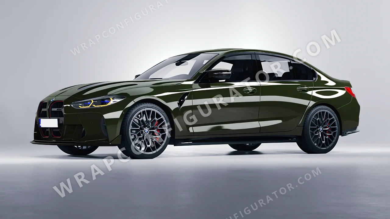 Green BMW M3 CS 2023 wrapped in ORACAL Bottle Green 970RA-286G