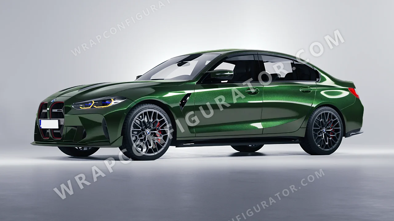 Green BMW M3 CS 2023 wrapped in ORACAL Fir Green 970RA-677G