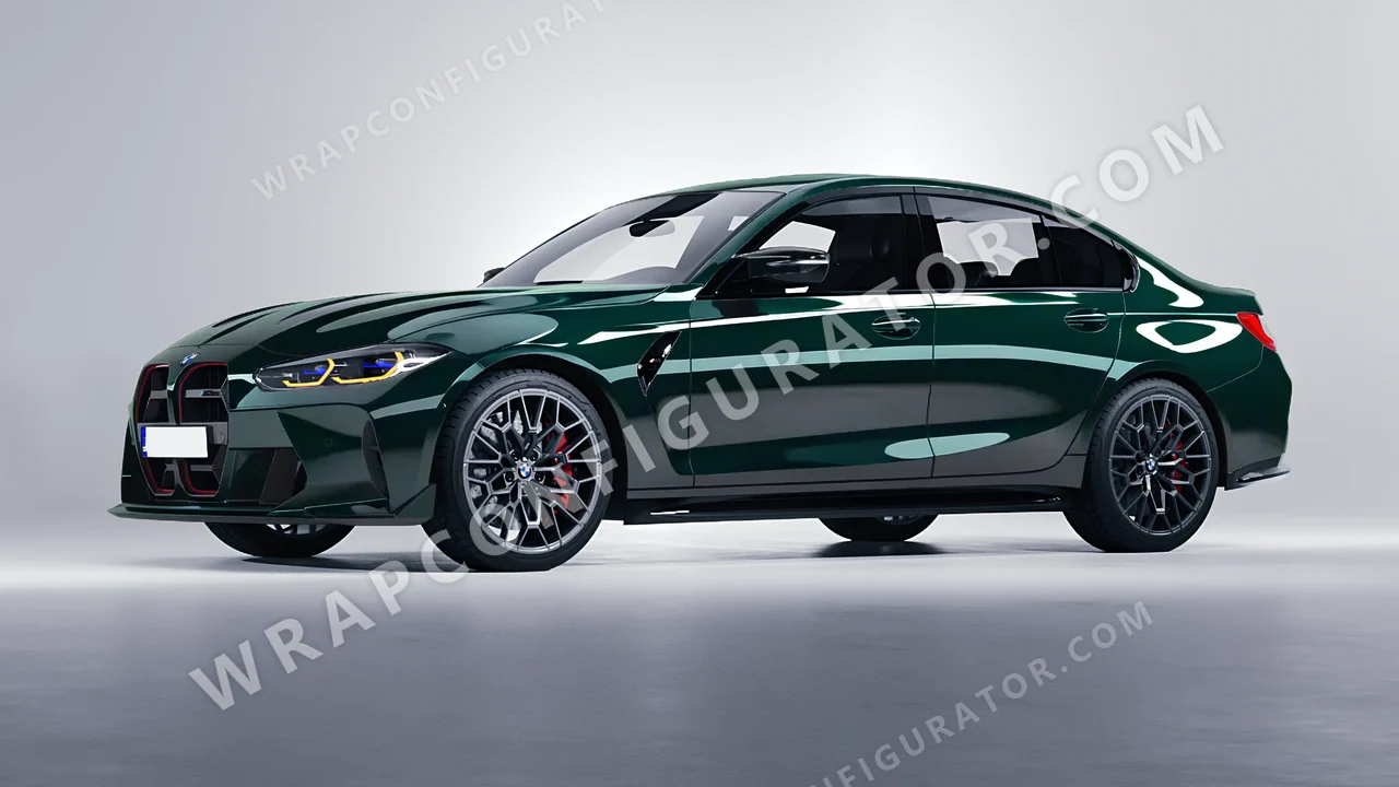 Green BMW M3 CS 2023 wrapped in ORACAL Fir Tree Green 970RA-622G