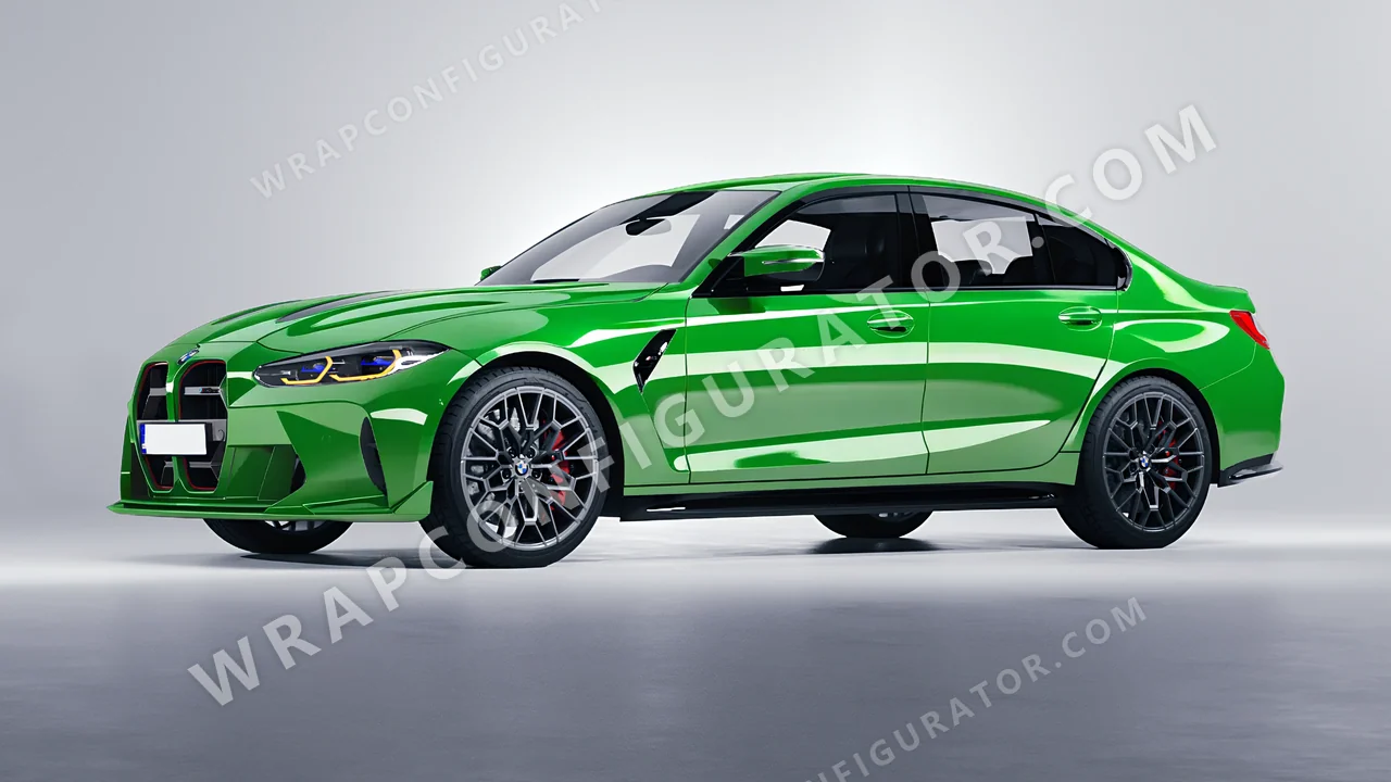 Green BMW M3 CS 2023 wrapped in ORACAL Grass Green 970RA-602G