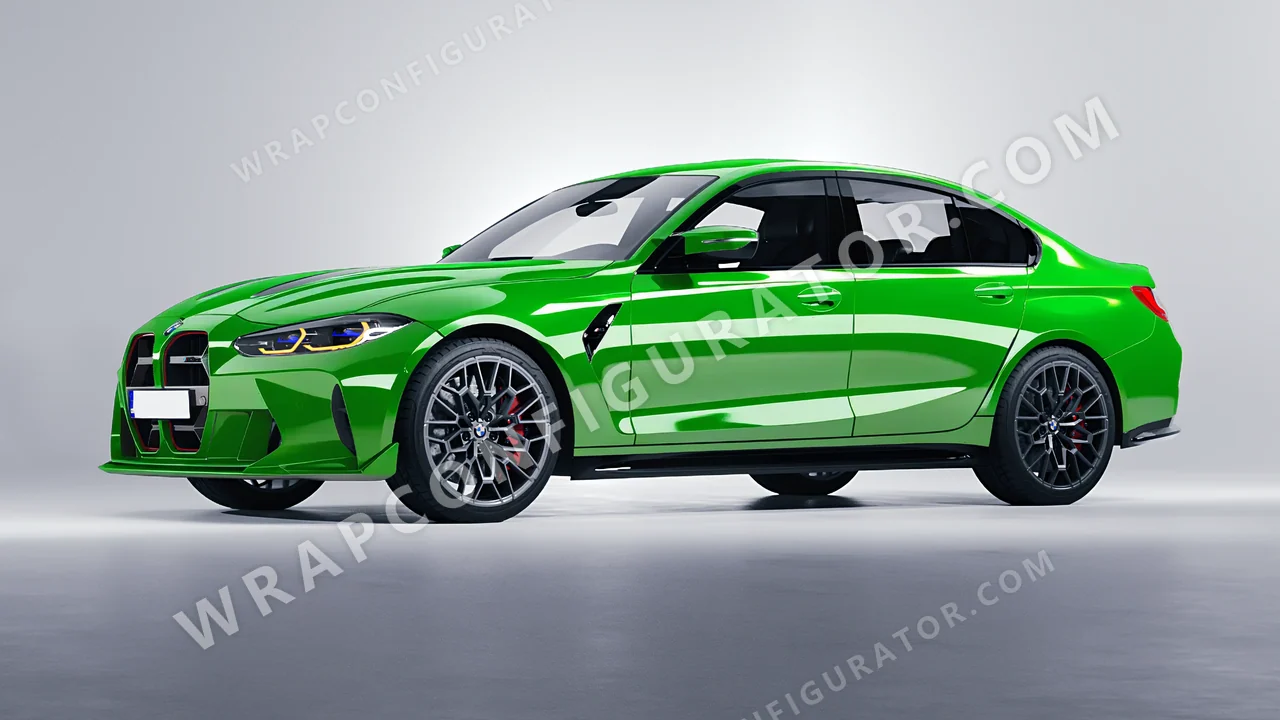 Green BMW M3 CS 2023 wrapped in ORACAL Lawn Green 970RA-464G