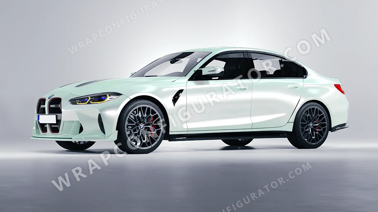 Green BMW M3 CS 2023 wrapped in ORACAL Pearl Green 970RA-992G