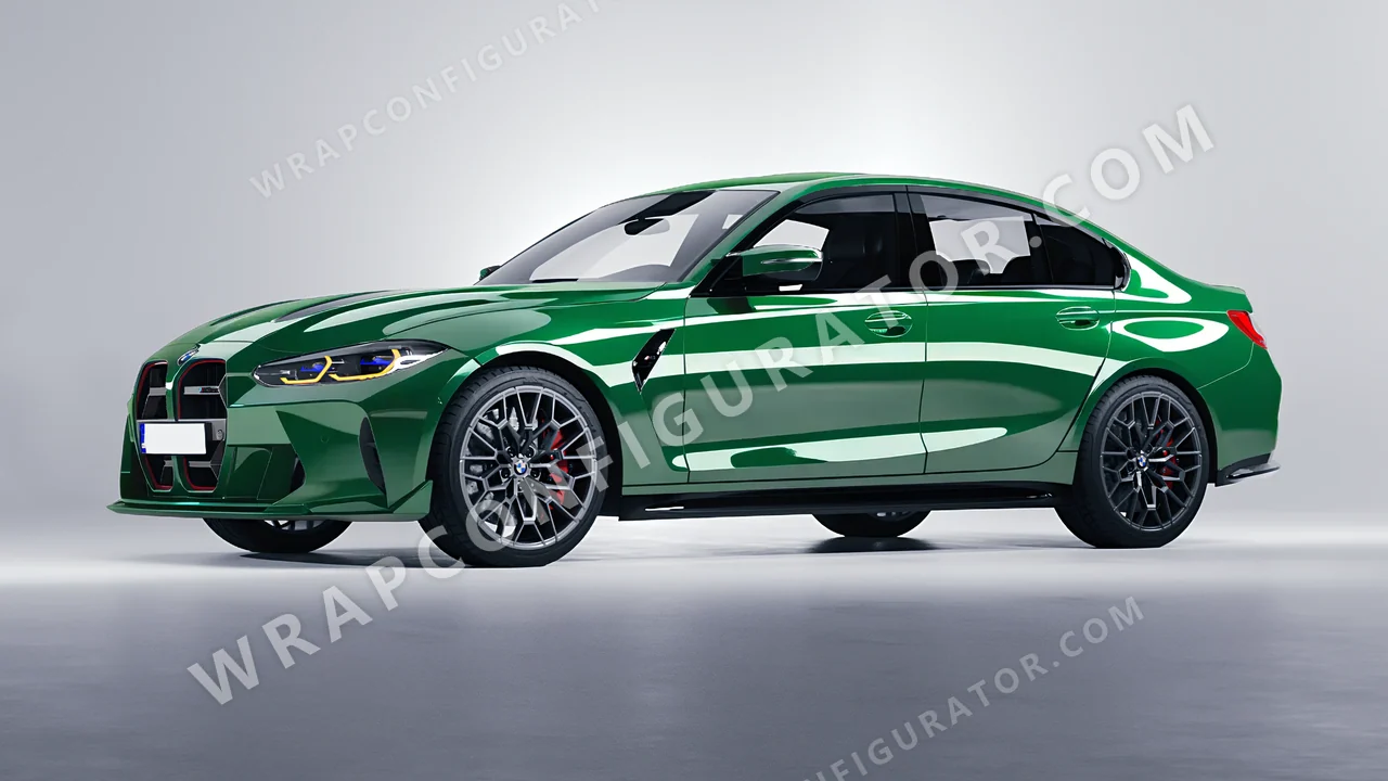 Green BMW M3 CS 2023 wrapped in ORACAL Police Green 970RA-612G
