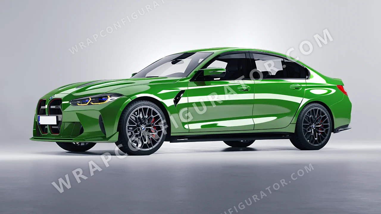 Green BMW M3 CS 2023 wrapped in ORACAL Tree Green 970RA-486G