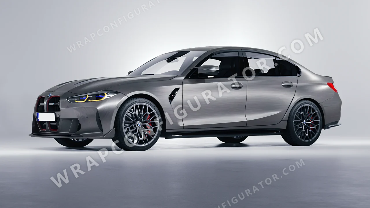 Grey BMW M3 CS 2023 wrapped in 3M Brushed Steel BR201