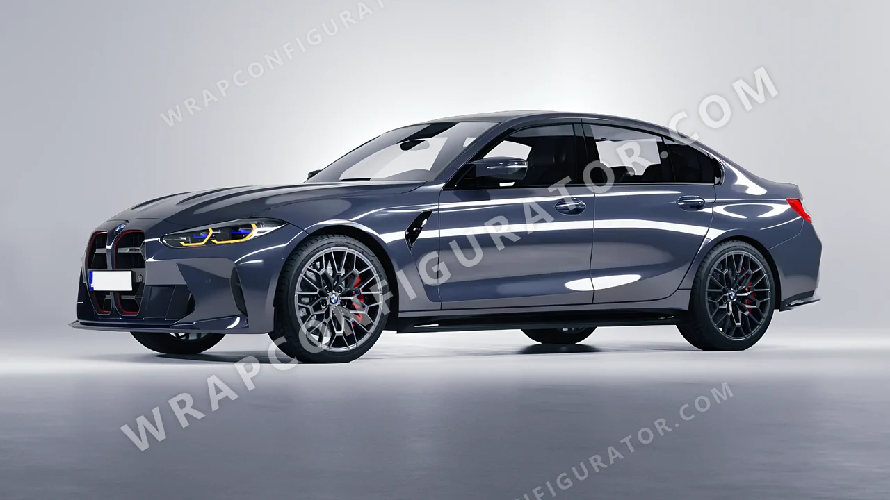 Grey BMW M3 CS 2023 wrapped in 3M Gloss Glacier Gray GP291