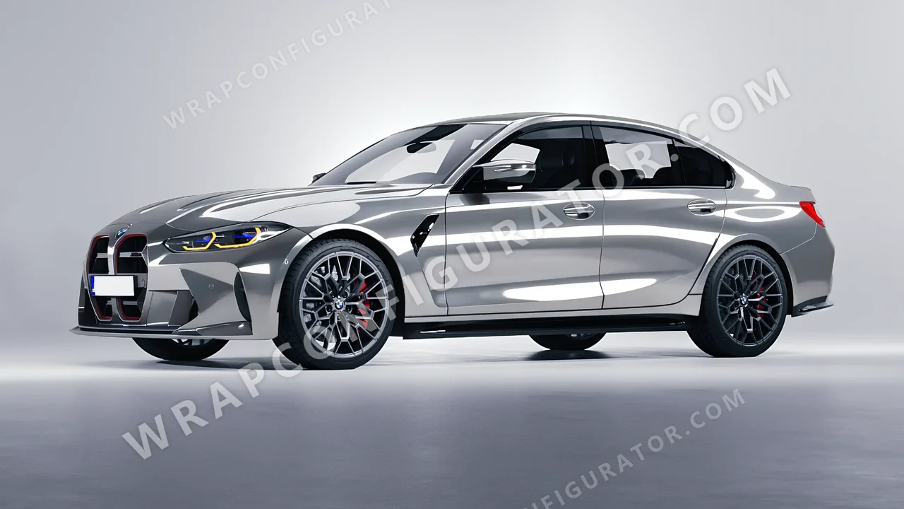 Grey BMW M3 CS 2023 wrapped in 3M Gloss Sterling Silver G251