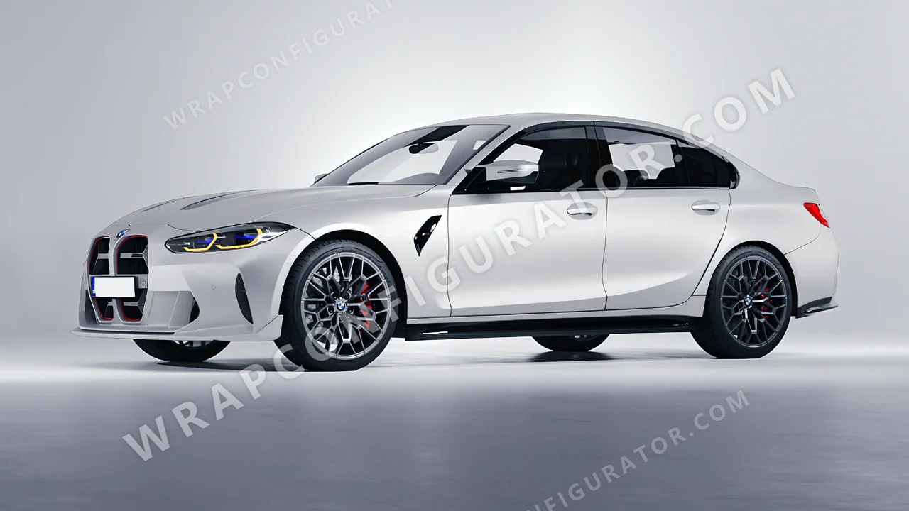 Grey BMW M3 CS 2023 wrapped in 3M Matte Silver M21