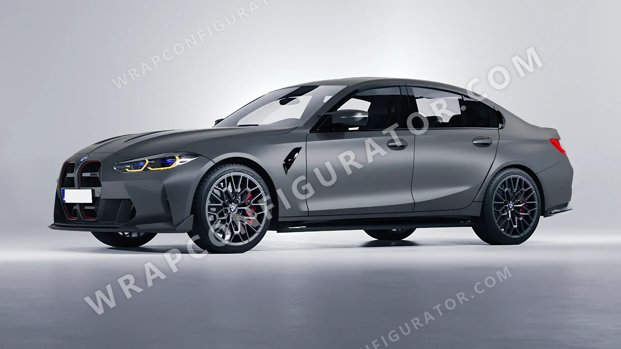 Grey BMW M3 CS 2023 wrapped in 3M Satin Battleship Gray S51