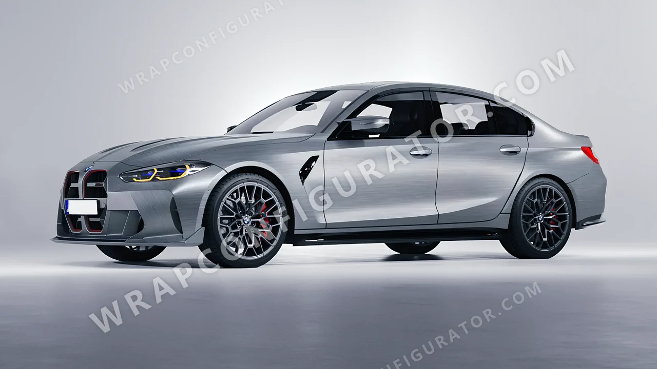 Grey BMW M3 CS 2023 wrapped in Avery Dennison Brushed Steel SW900-813-X