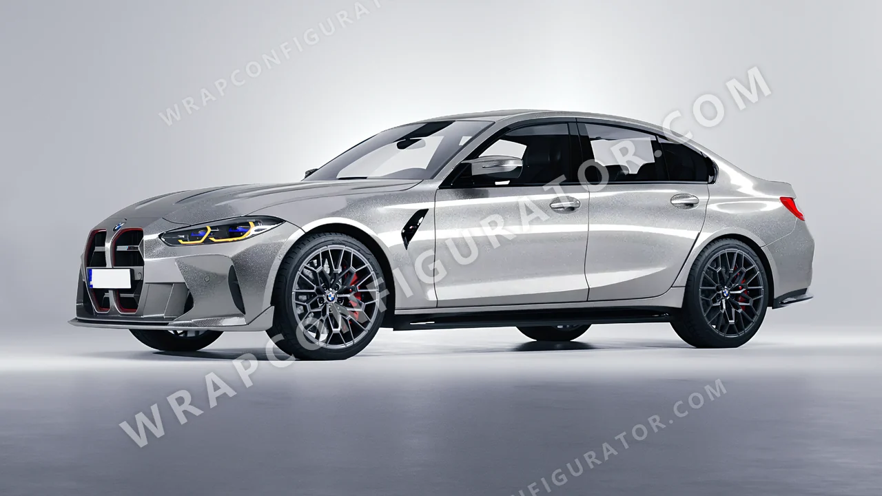 Grey BMW M3 CS 2023 wrapped in Avery Dennison Silver SW900-803-M