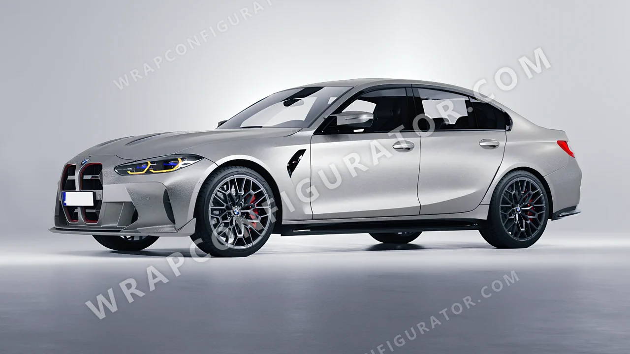Grey BMW M3 CS 2023 wrapped in Avery Dennison Silver SW900-857-M