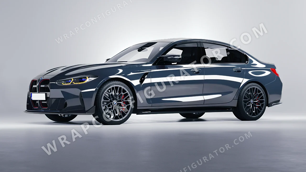 Grey BMW M3 CS 2023 wrapped in Inozetek Dynamic PPF Blue Graphite Grey DPPF927