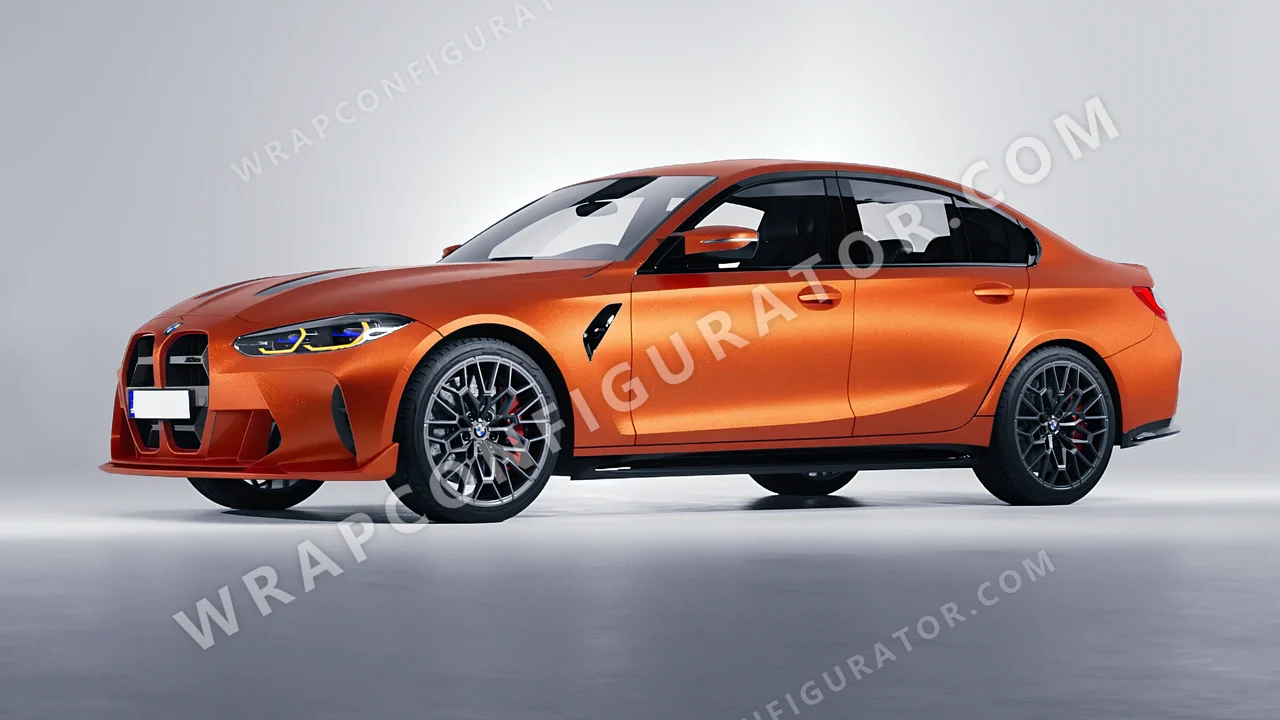 Grey BMW M3 CS 2023 wrapped in KPMF Matt Iced Orange Titanium K75502