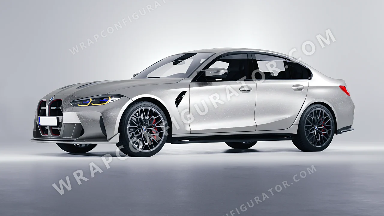 Grey BMW M3 CS 2023 wrapped in KPMF Matt Iced Silver Titanium K75501
