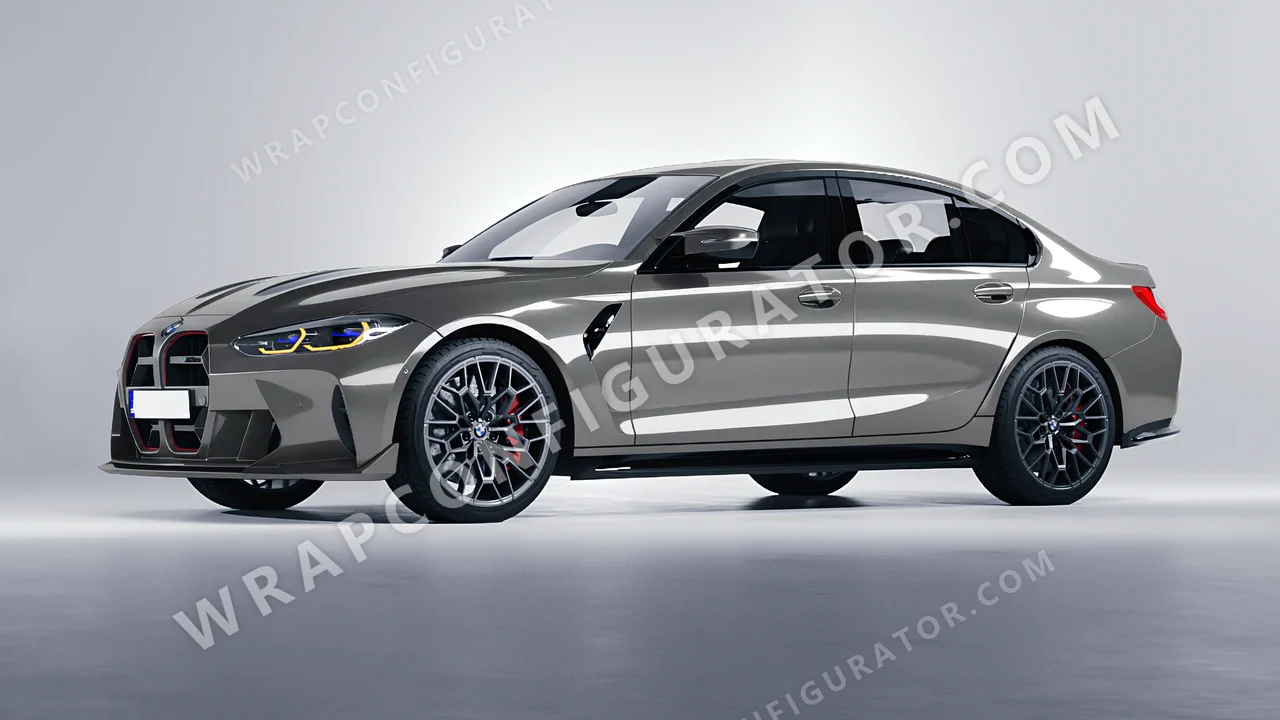 Grey BMW M3 CS 2023 wrapped in ORACAL Aluminium 970RA-908G