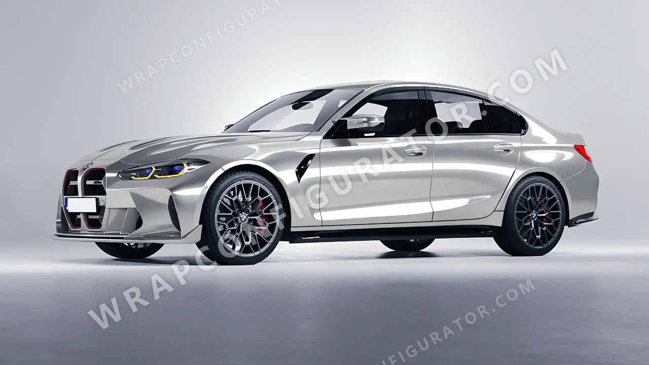 Grey BMW M3 CS 2023 wrapped in ORACAL Silver Lake 970RA-904G