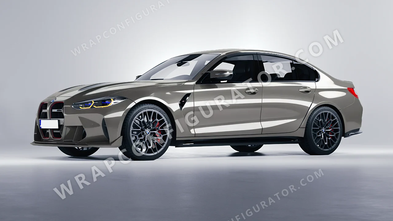 Grey BMW M3 CS 2023 wrapped in ORACAL Tin 970RA-933G