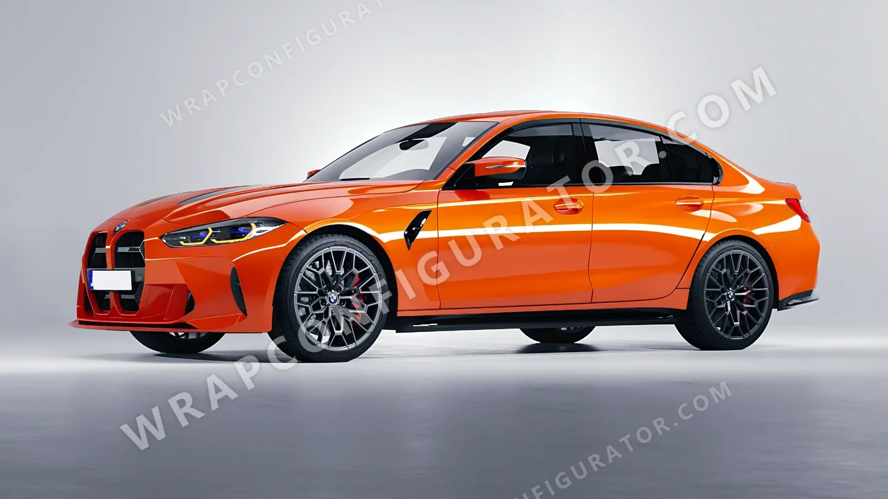 Orange BMW M3 CS 2023 wrapped in 3M Gloss Fiery Orange G364