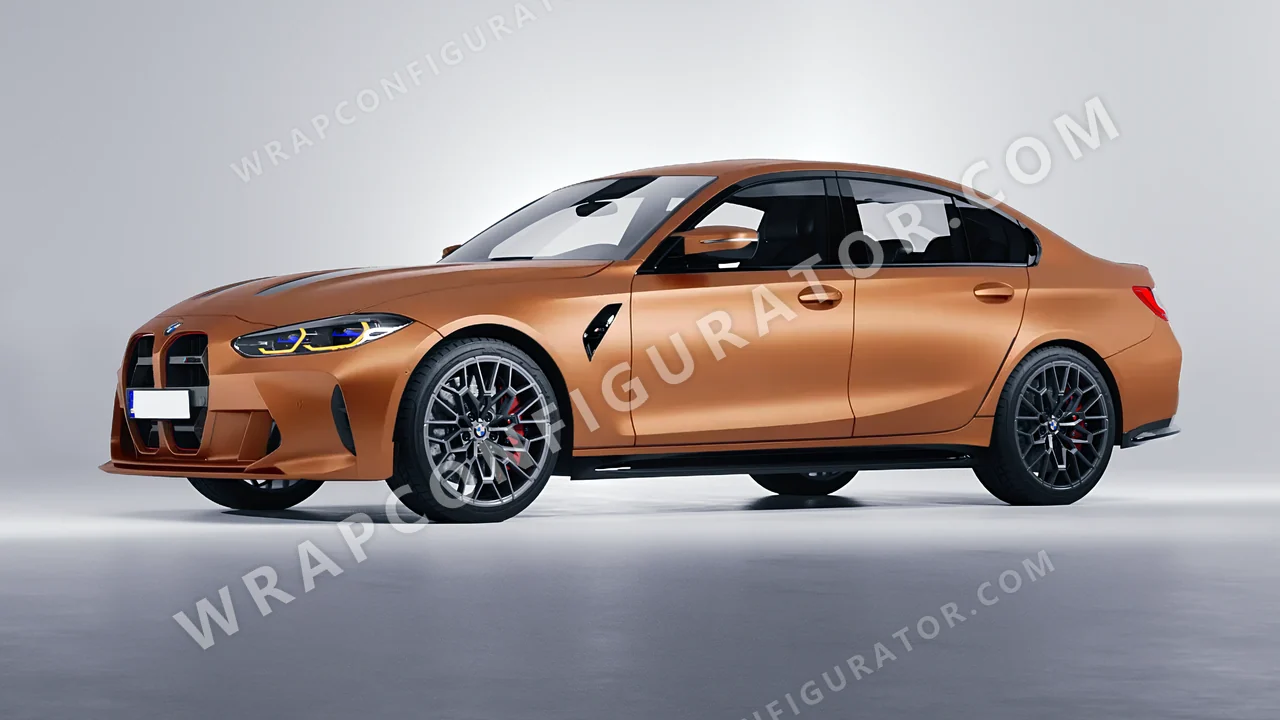 Orange BMW M3 CS 2023 wrapped in 3M Satin Canyon Copper S344