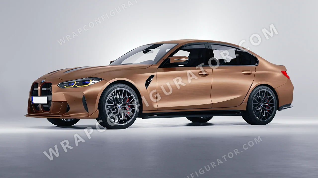 Orange BMW M3 CS 2023 wrapped in Avery Dennison Brushed Bronze SW900-933-X
