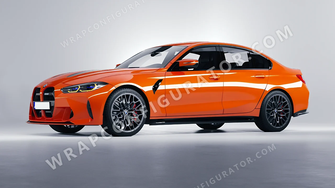 Orange BMW M3 CS 2023 wrapped in Avery Dennison Orange SW900-373-O