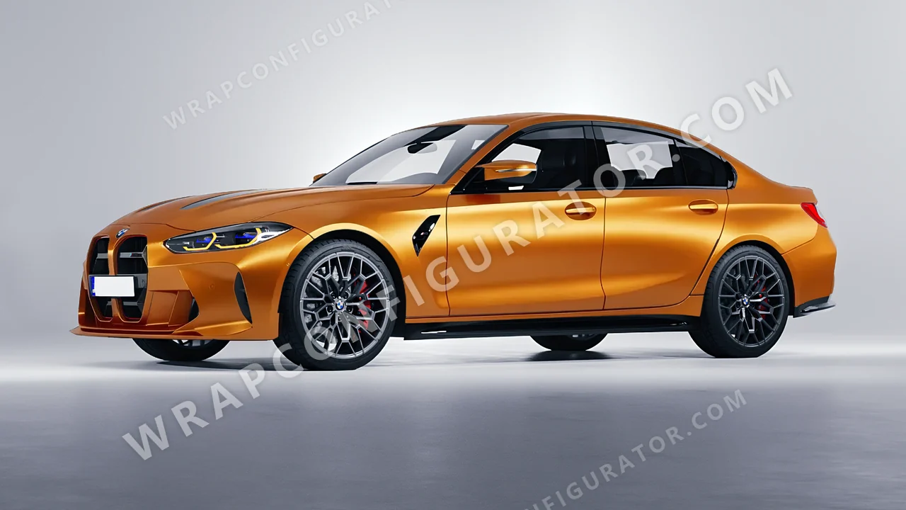 Orange BMW M3 CS 2023 wrapped in Avery Dennison Satin Stunning Orange SW900-316-S
