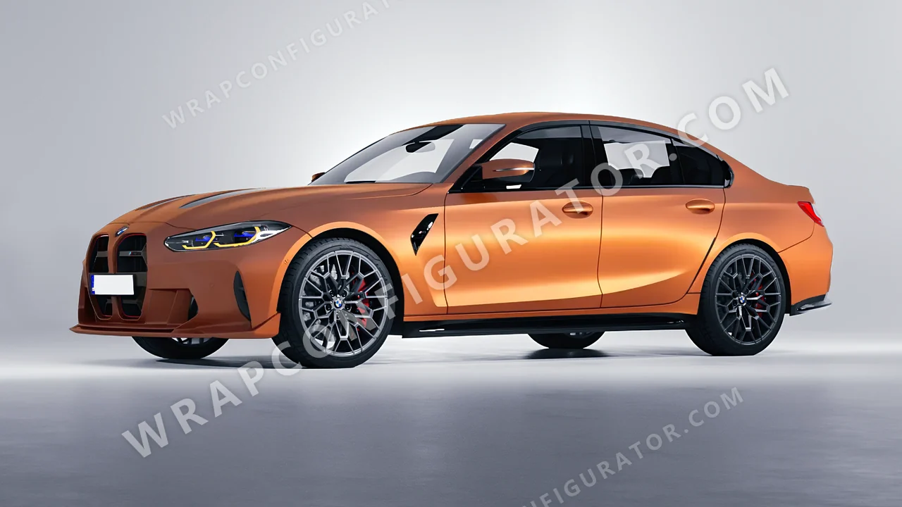 Orange BMW M3 CS 2023 wrapped in Avery Dennison Sunset Ride SW900-302-O