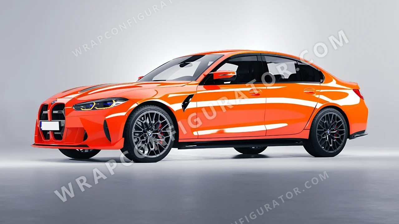 Orange BMW M3 CS 2023 wrapped in Inozetek Dynamic PPF Solar Flame DPPF713