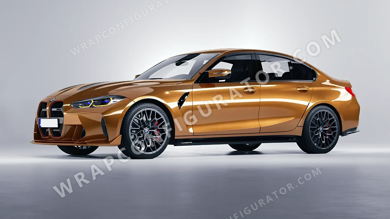 Orange BMW M3 CS 2023 wrapped in ORACAL Bronze 970RA-920G