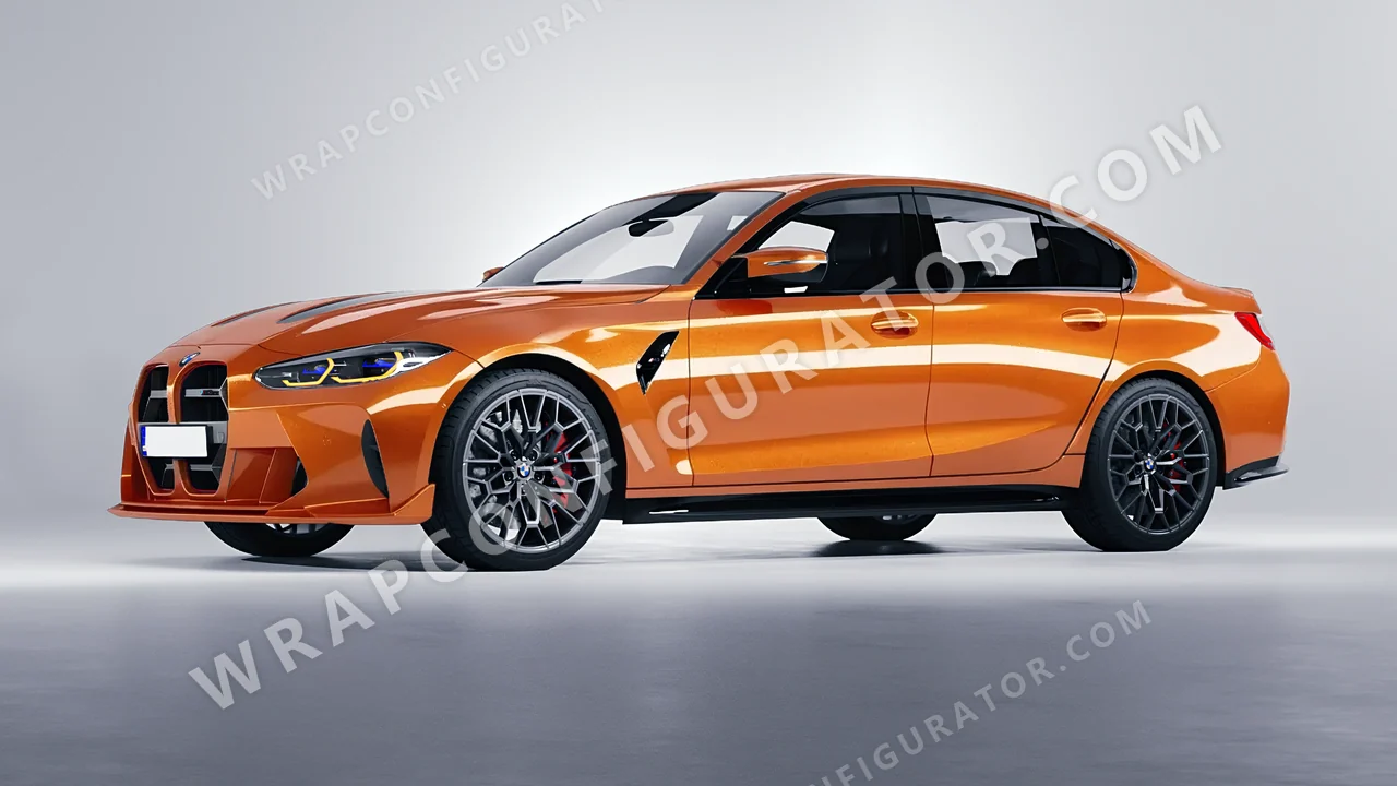 Orange BMW M3 CS 2023 wrapped in ORACAL Mandarin 970RA-300G