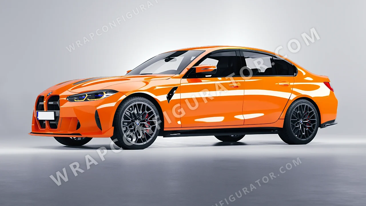 Orange BMW M3 CS 2023 wrapped in ORACAL Municipal Orange 970RA-351G