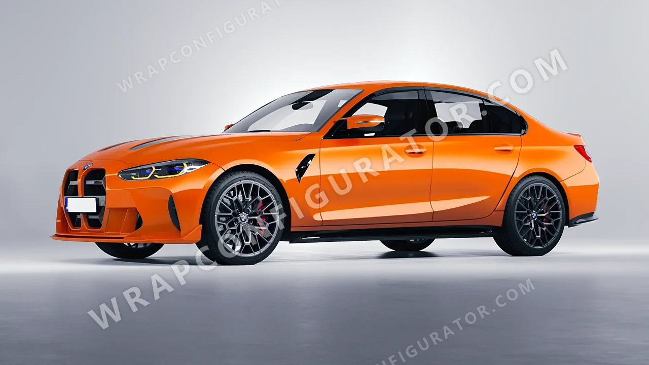 Orange BMW M3 CS 2023 wrapped in ORACAL Tangerine Dream 970RA-959G