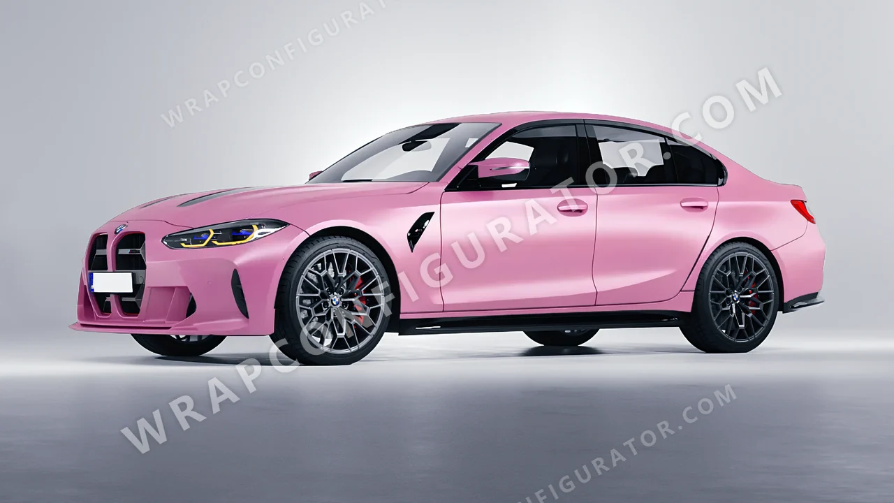 Pink BMW M3 CS 2023 wrapped in Avery Dennison Bubblegum Pink SW900-514-O