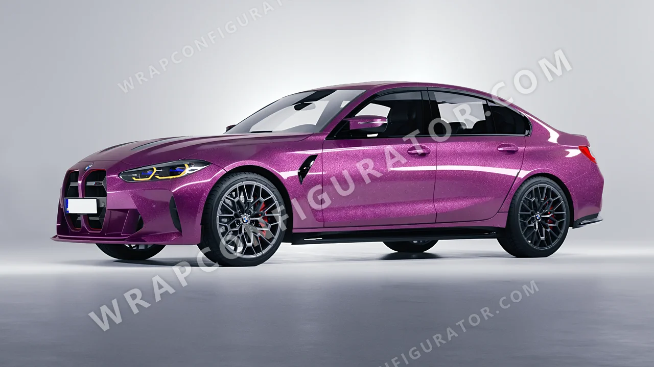Pink BMW M3 CS 2023 wrapped in Avery Dennison Cosmic Rose SW900-526-M