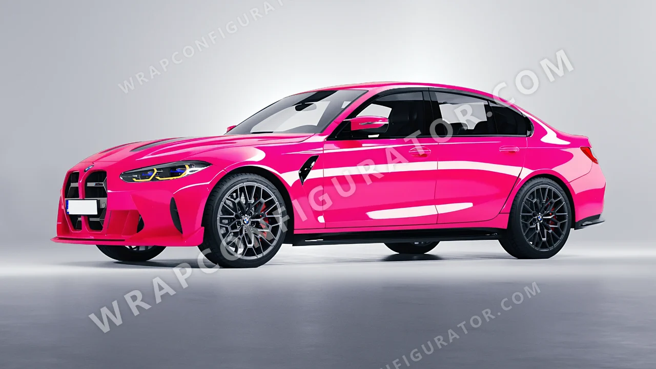 Pink BMW M3 CS 2023 wrapped in Inozetek Dynamic PPF Hot Pink DPPF941