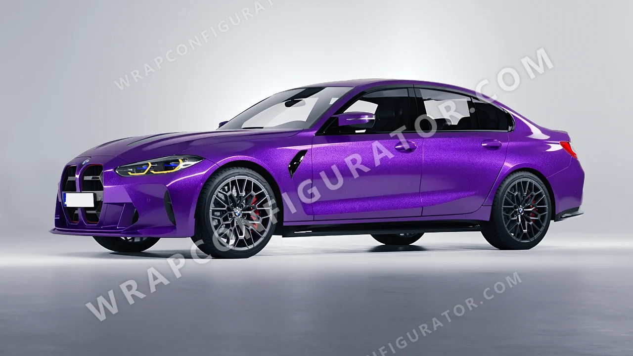 Purple BMW M3 CS 2023 wrapped in Avery Dennison Vibrant Violet SW900-522-M